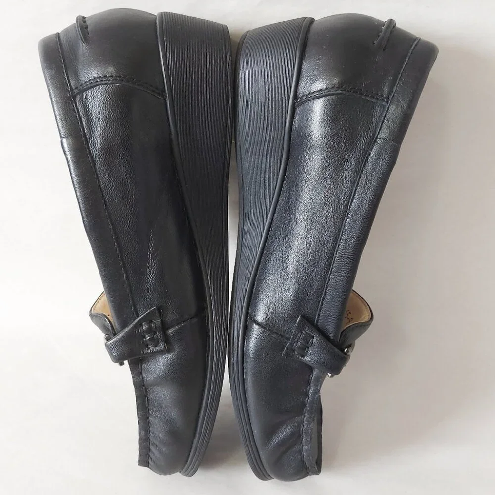 Volks Walkers Women Horse-bit Wedge Loafers 37 EU Black Dressy Comfort Heel